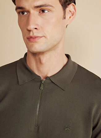 Brooks Brothers Polo Yaka Standart Haki Erkek Kazak BBFW25MKL007