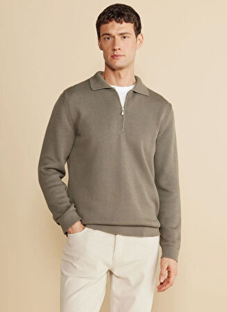 Brooks Brothers Polo Yaka Standart Haki Erkek Kazak BBFW25MKL033