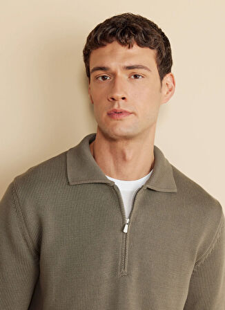 Brooks Brothers Polo Yaka Standart Haki Erkek Kazak BBFW25MKL033