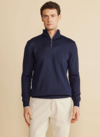 Brooks Brothers Bato Yaka Standart Lacivert Erkek Kazak BBFW25MKL006