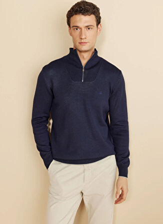 Brooks Brothers Bato Yaka Standart Lacivert Erkek Kazak BBFW25MKL006