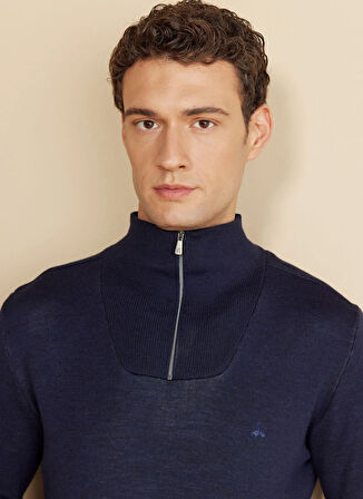 Brooks Brothers Bato Yaka Standart Lacivert Erkek Kazak BBFW25MKL006