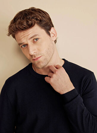 Brooks Brothers Bisiklet Yaka Standart Lacivert Erkek Kazak BBFW25MKL010