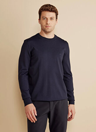 Brooks Brothers Bisiklet Yaka Standart Lacivert Erkek Kazak BBFW25MKL014