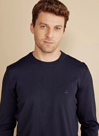 Brooks Brothers Bisiklet Yaka Standart Lacivert Erkek Kazak BBFW25MKL014