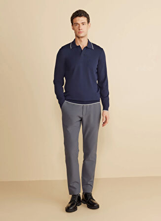 Brooks Brothers Polo Yaka Standart Lacivert Erkek Kazak BBFW25MKL022