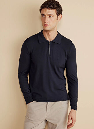 Brooks Brothers Polo Yaka Standart Lacivert Erkek Kazak BBFW25MKL023