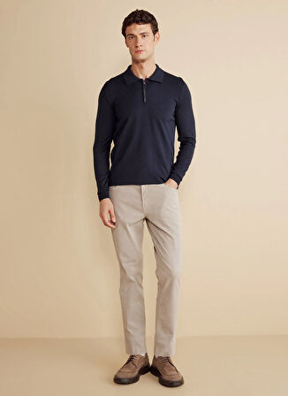 Brooks Brothers Polo Yaka Standart Lacivert Erkek Kazak BBFW25MKL023