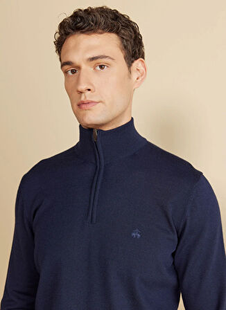 Brooks Brothers Bato Yaka Standart Lacivert Erkek Kazak BBFW25MKL028