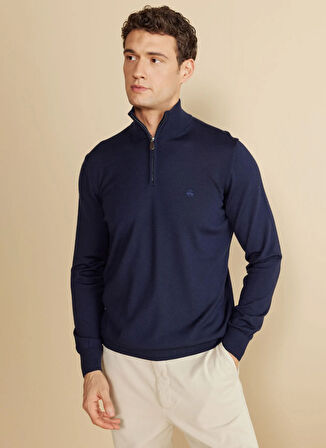 Brooks Brothers Bato Yaka Standart Lacivert Erkek Kazak BBFW25MKL028