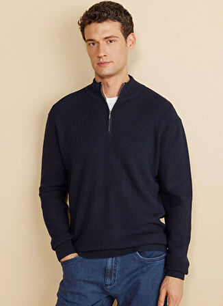 Brooks Brothers Bato Yaka Standart Lacivert Erkek Kazak BBFW25MKL032