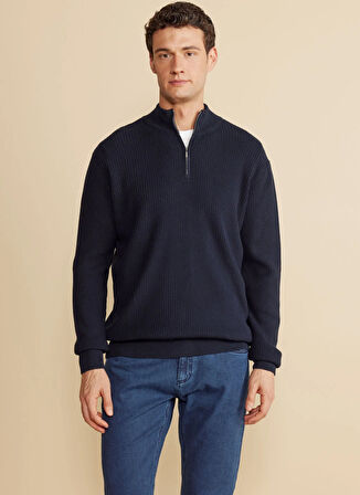 Brooks Brothers Bato Yaka Standart Lacivert Erkek Kazak BBFW25MKL032