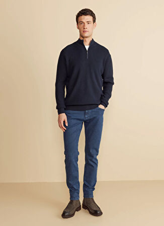 Brooks Brothers Bato Yaka Standart Lacivert Erkek Kazak BBFW25MKL032