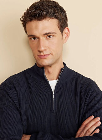 Brooks Brothers Bato Yaka Standart Lacivert Erkek Kazak BBFW25MKL032