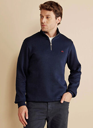 Brooks Brothers Bato Yaka Lacivert Erkek Sweatshırt BBFW25MSW005