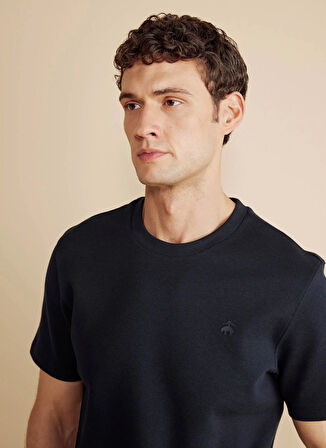 Brooks Brothers Bisiklet Yaka Lacivert Erkek T-Shirt BBFW25MTS001