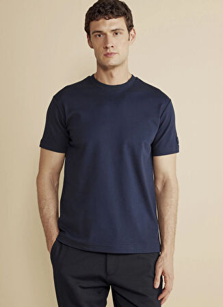 Brooks Brothers Bisiklet Yaka Lacivert Erkek T-Shirt BBFW25MTS004