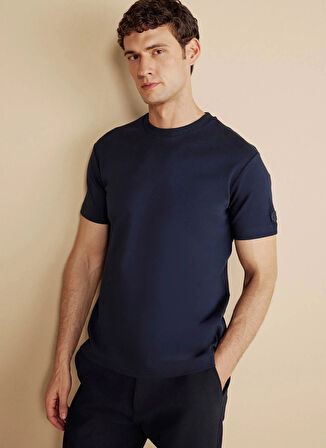 Brooks Brothers Bisiklet Yaka Lacivert Erkek T-Shirt BBFW25MTS004