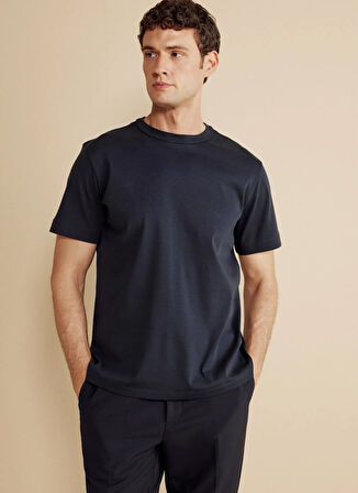 Brooks Brothers Bisiklet Yaka Lacivert Erkek T-Shirt BBFW25MTS005