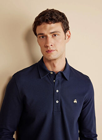 Brooks Brothers Polo Yaka Lacivert Erkek T-Shirt BBFW25MTS006