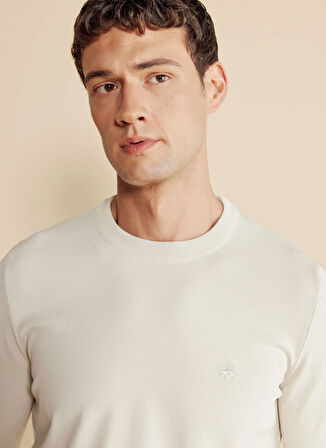 Brooks Brothers Bisiklet Yaka Standart Bej Erkek Kazak BBFW25MKL014