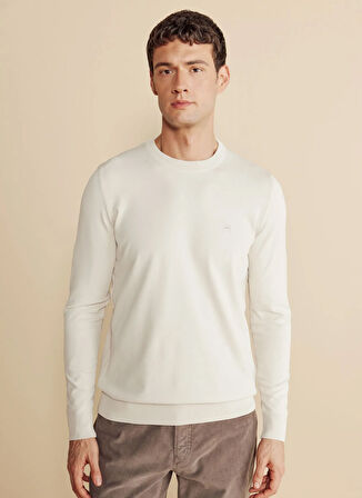 Brooks Brothers Bisiklet Yaka Standart Bej Erkek Kazak BBFW25MKL014