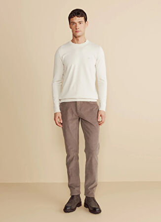 Brooks Brothers Bisiklet Yaka Standart Bej Erkek Kazak BBFW25MKL014