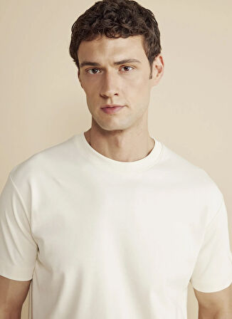 Brooks Brothers Bisiklet Yaka Bej Erkek T-Shirt BBFW25MTS004