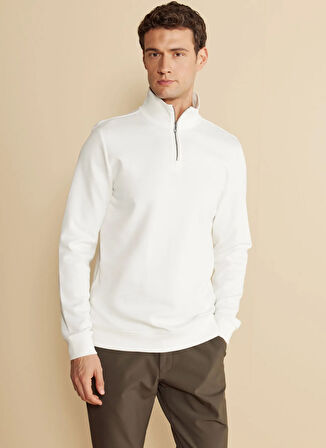 Brooks Brothers Bato Yaka Ekru Erkek Sweatshırt BBFW25MSW002