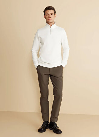 Brooks Brothers Bato Yaka Ekru Erkek Sweatshırt BBFW25MSW002