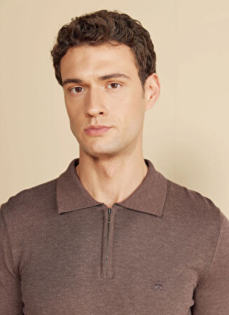 Brooks Brothers Polo Yaka Standart Kahve Erkek Kazak BBFW25MKL023