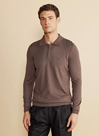 Brooks Brothers Polo Yaka Standart Kahve Erkek Kazak BBFW25MKL023