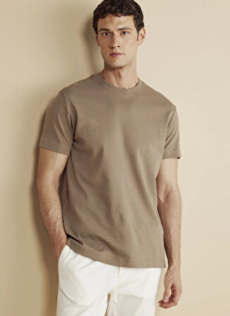 Brooks Brothers Bisiklet Yaka Vizon Erkek T-Shirt BBFW25MTS004