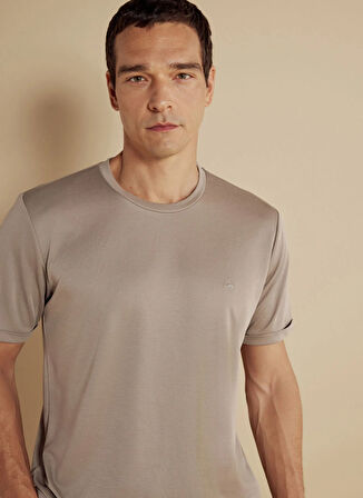 Brooks Brothers Bisiklet Yaka Vizon Erkek T-Shirt BBSS25MTS017