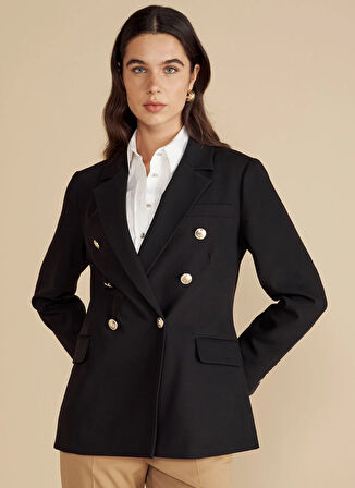 Brooks Brothers Slim Fit Siyah Kadın Ceket Metal Düğmeli Sivri Yakalı Kruvaze