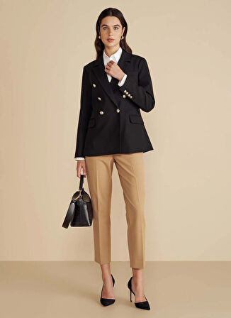 Brooks Brothers Slim Fit Siyah Kadın Ceket Metal Düğmeli Sivri Yakalı Kruvaze