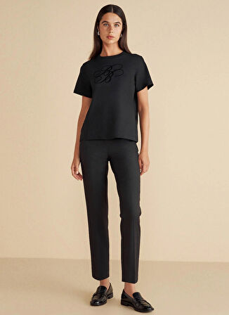 Brooks Brothers Normal Bel Regular Fit Siyah Kadın Pantolon Regular Fit Pileli Basic Pantolon