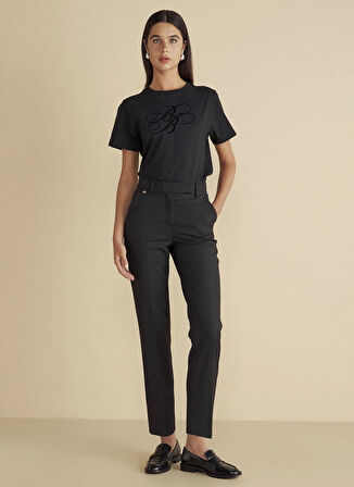 Brooks Brothers Normal Bel Regular Fit Siyah Kadın Pantolon Regular Fit Pileli Basic Pantolon