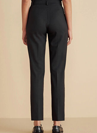 Brooks Brothers Normal Bel Regular Fit Siyah Kadın Pantolon Regular Fit Pileli Basic Pantolon
