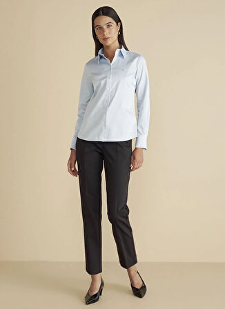 Brooks Brothers Slim Fit Gömlek Yaka Mavi Kadın Gömlek Logo Nakışlı Business Gömlek