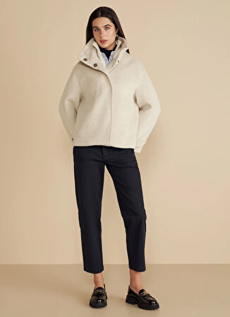 Brooks Brothers Taş Kadın Kaban Dik Yakalı Kısa Yün Kaban