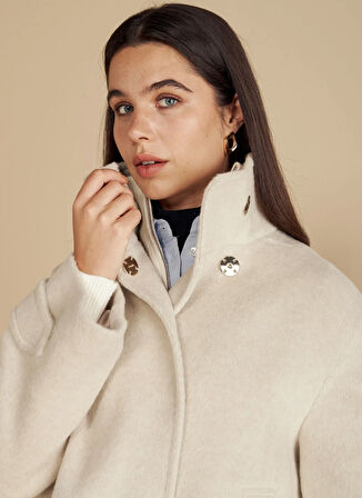 Brooks Brothers Taş Kadın Kaban Dik Yakalı Kısa Yün Kaban