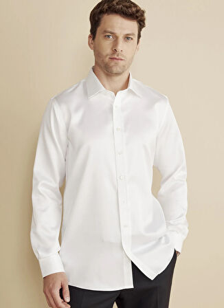Brooks Brothers Slim Fit Klasik Yaka Beyaz Erkek Gömlek BBFW25MSH017