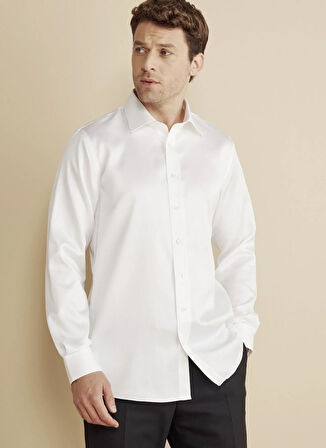 Brooks Brothers Slim Fit Klasik Yaka Beyaz Erkek Gömlek BBFW25MSH017
