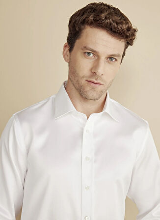 Brooks Brothers Slim Fit Klasik Yaka Beyaz Erkek Gömlek BBFW25MSH017