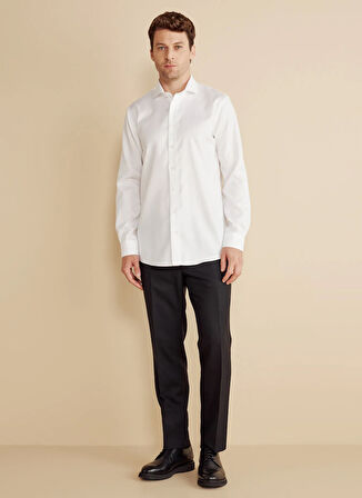 Brooks Brothers Slim Fit İtalyan Yaka Beyaz Erkek Gömlek BBFW25MSH018