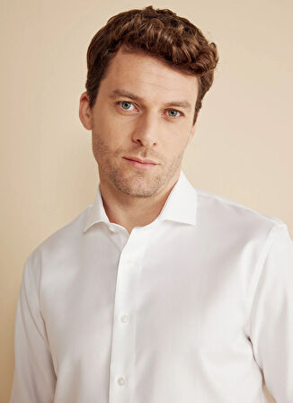 Brooks Brothers Slim Fit İtalyan Yaka Beyaz Erkek Gömlek BBFW25MSH018