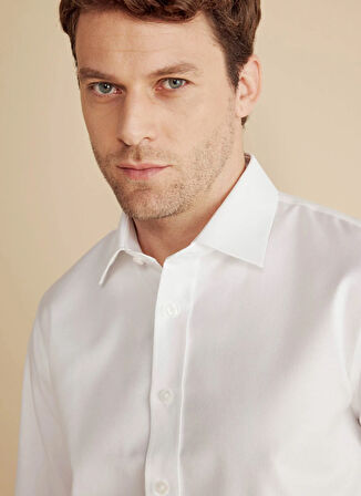 Brooks Brothers Slim Fit Klasik Yaka Beyaz Erkek Gömlek BBFW25MSH019