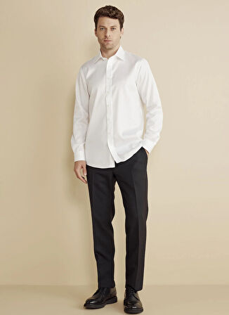 Brooks Brothers Slim Fit Klasik Yaka Beyaz Erkek Gömlek BBFW25MSH020