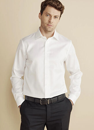 Brooks Brothers Slim Fit Klasik Yaka Beyaz Erkek Gömlek BBFW25MSH020